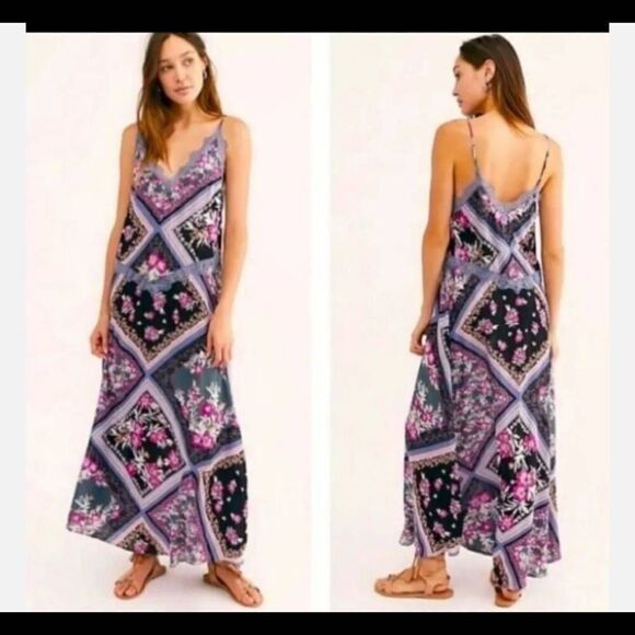 Free People Women’s Sz Small Stevie Slip Dress Floral Lace Maxi Romantic. - Picture 1 of 13